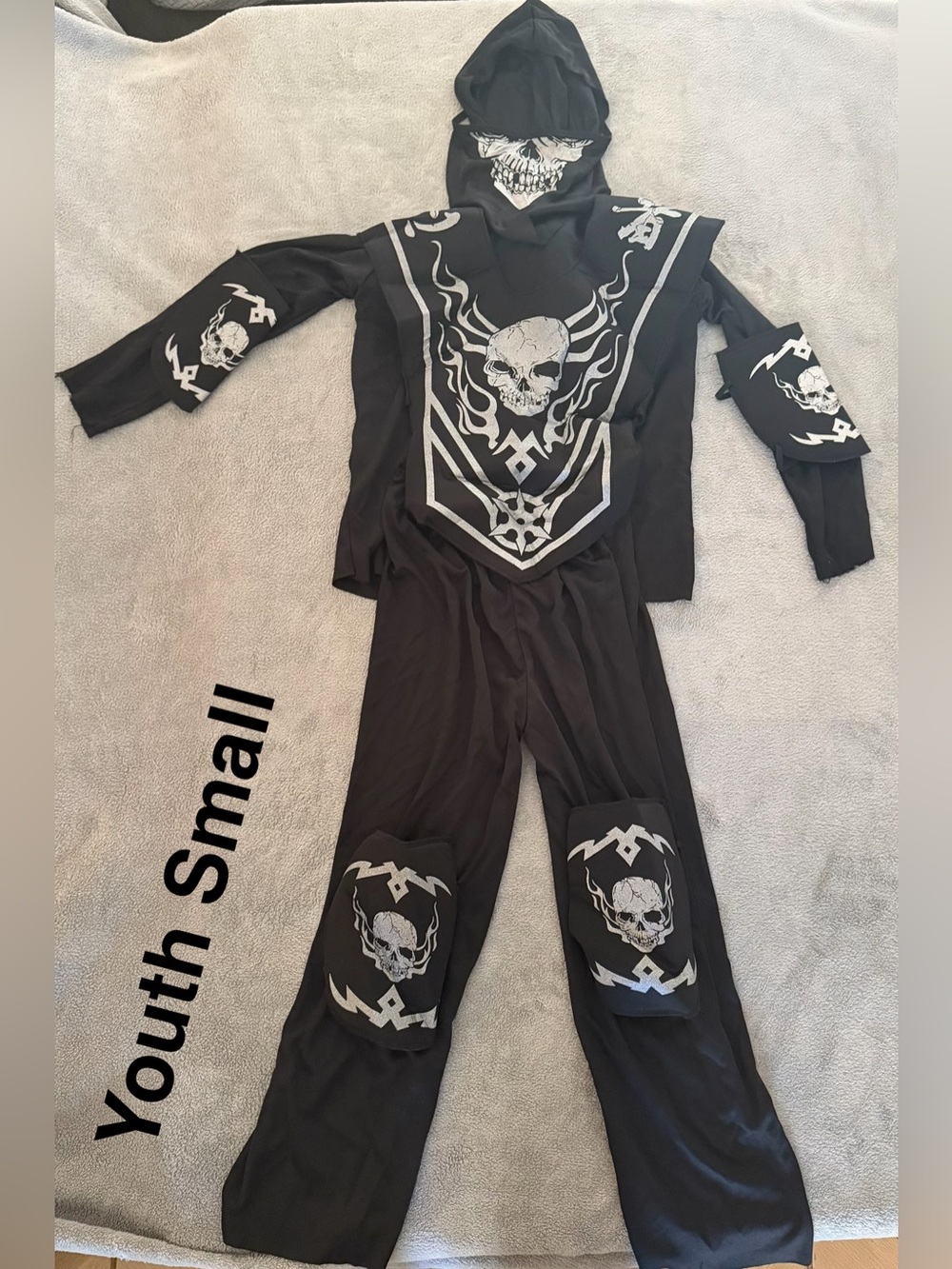 Youth Small Black Skull Grim Reaper Costume - Unbranded